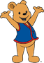 Cubbie with arms up to the right in color