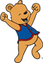 Cubbie cheering to the right in color