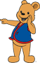 Cubbie telling a secret and pointing to the left in color